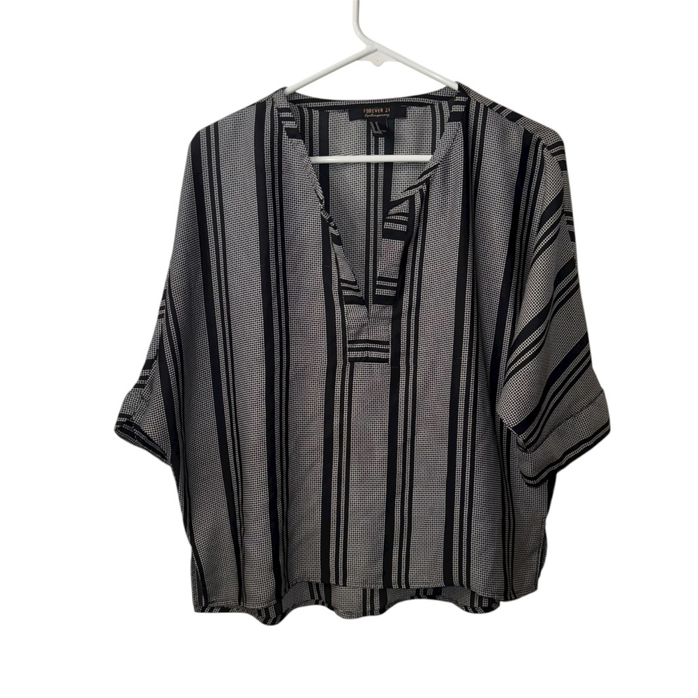 Forever 21 Black and White Striped Blouse